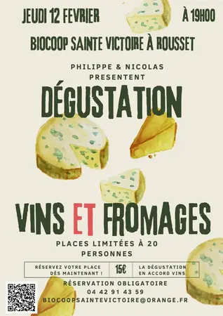 Soirée dégustation Vins&Fromages, sur inscription